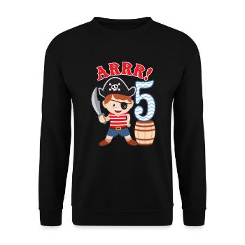 5th birthday little pirate 5 years old pirates - Unisex Sweatshirt - black - Front - Alina (178cm) & Michal (187cm)