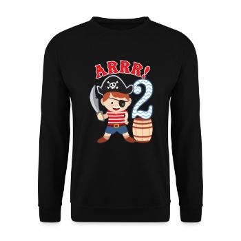 2nd birthday little pirate 2 years old pirates - Unisex Sweatshirt - black - Front - Alina (178cm) & Michal (187cm)