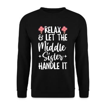Geschwisterdesign für die mittlere Schwester - Unisex Pullover - Schwarz - Vorne - Alina (178cm) & Michal (187cm)