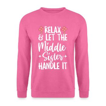 Geschwisterdesign für die mittlere Schwester - Unisex Pullover - Pink - Vorne