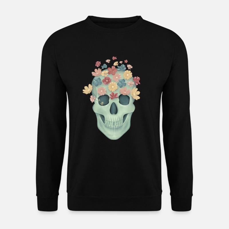 Blumenschädel - Unisex Pullover - Schwarz