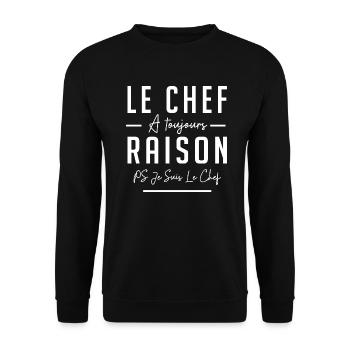 LE CHEF A TOUJOURS RAISON - Sweat-shirt Unisexe - noir - Devant - Alina (178cm) & Michal (187cm)