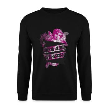 Ange antifasciste - Sweat-shirt Unisexe - noir - Devant - Alina (178cm) & Michal (187cm)