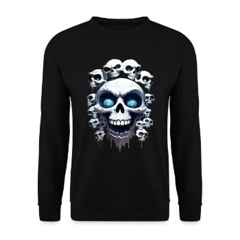 Funny skeleton heads - Unisex Sweatshirt - black - Front - Alina (178cm) & Michal (187cm)