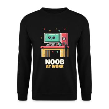 Noob bei der Arbeit - Unisex Pullover - Schwarz - Vorne - Alina (178cm) & Michal (187cm)