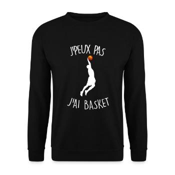 t shirt je peux pas j ai basket v2 - Sweat-shirt Unisexe - noir - Devant - Alina (178cm) & Michal (187cm)