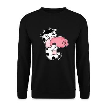 Vache charcuterie motif drôle - Sweat-shirt Unisexe - noir - Devant - Alina (178cm) & Michal (187cm)