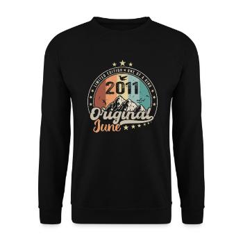 June 2011 Retro Vintage Birthday Gift 2011 - Unisex Sweatshirt - black - Front - Alina (178cm) & Michal (187cm)