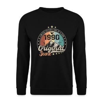 Juin 1990 Retro Vintage Cadeau d’anniversaire 1990 - Sweat-shirt Unisexe - noir - Devant - Alina (178cm) & Michal (187cm)