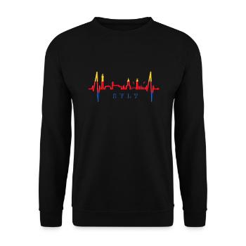 Sylt Skyline Nordsee Herzschlag Nordfriesen Sylter - Unisex Pullover - Schwarz - Vorne - Alina (178cm) & Michal (187cm)