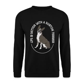Life Is Better With A Boston Terrier - Unisex Sweatshirt - black - Front - Alina (178cm) & Michal (187cm)