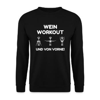 Wein Workout Flaschenöffner - Unisex Pullover - Schwarz - Vorne - Alina (178cm) & Michal (187cm)