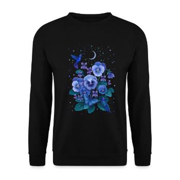 T Violet Fleur de Février - Sweat-shirt Unisexe - noir - Devant - Alina (178cm) & Michal (187cm)