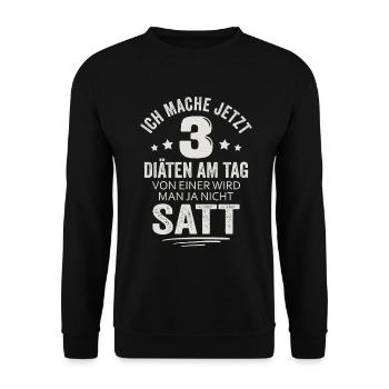 Ich mache jetzt 3 Diäten am Tag - Unisex Pullover - Schwarz - Vorne - Alina (178cm) & Michal (187cm)