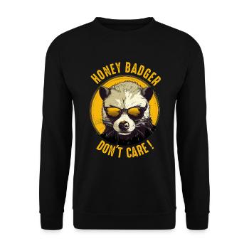 Honigdachs kümmert sich nicht - Unisex Pullover - Schwarz - Vorne - Alina (178cm) & Michal (187cm)