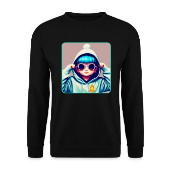Cool anime girl avec lunettes de soleil et sweat à capuche - Sweat-shirt Unisexe - noir - Devant - Alina (178cm) & Michal (187cm)