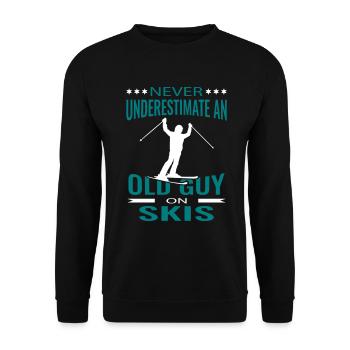 Ski Opa Skifahrer Spruch Skifahren Old Guy - Unisex Pullover - Schwarz - Vorne - Alina (178cm) & Michal (187cm)