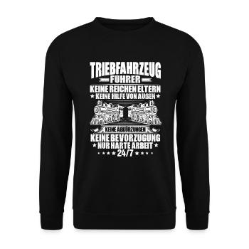Triebfahrzeugführer Lokführer Lokomotivführer - Unisex Pullover - Schwarz - Vorne - Alina (178cm) & Michal (187cm)