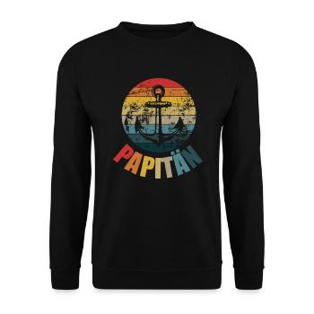 PAPITÄN PAPITAIN KAPITÄN VATERTAG - Unisex Pullover - Schwarz - Vorne - Alina (178cm) & Michal (187cm)