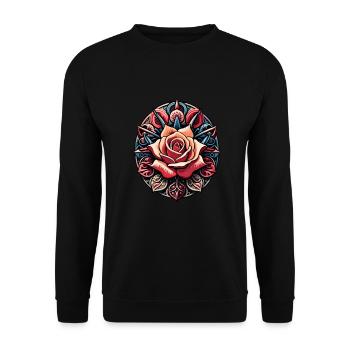 LOVE ROSE - Unisex Pullover - Schwarz - Vorne - Alina (178cm) & Michal (187cm)