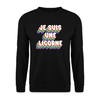 JE SUIS UNE LICORNE - Sweat-shirt Unisexe - noir - Devant - Alina (178cm) & Michal (187cm)