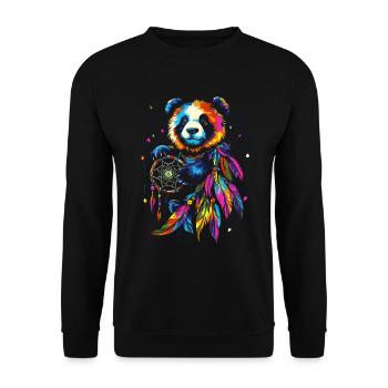 Panda with Dream Catcher - Unisex Sweatshirt - black - Front - Alina (178cm) & Michal (187cm)