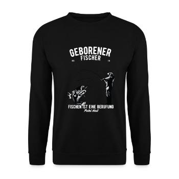Geschenk für Fischer für jeden geborenen Fischer - Unisex Pullover - Schwarz - Vorne - Alina (178cm) & Michal (187cm)