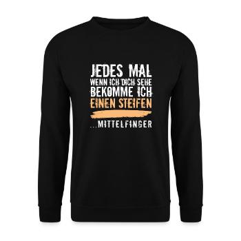 "Mittelfinger-Spruch" für Exfreundin oder Kollegen - Unisex Pullover - Schwarz - Vorne - Alina (178cm) & Michal (187cm)
