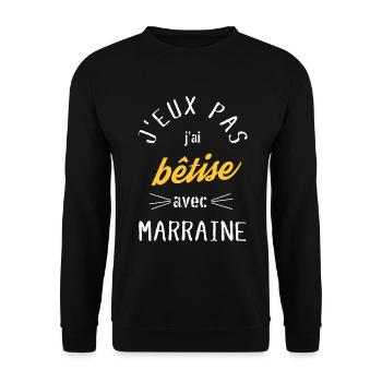 J Peux Pas j ai Bêtise avec marraine - Sweat-shirt Unisexe - noir - Devant - Alina (178cm) & Michal (187cm)