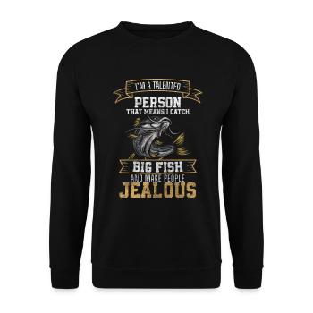 Pêcheur, Pêche, Loisirs, Eau - Sweat-shirt Unisexe - noir - Devant - Alina (178cm) & Michal (187cm)