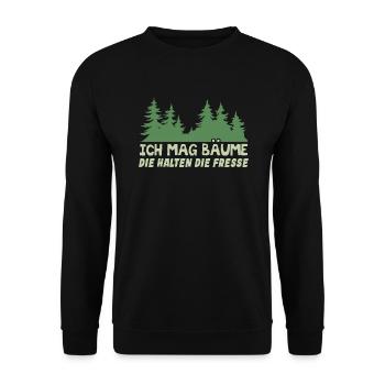 Ich Mag Bäume Die Halten Die Fresse - Unisex Pullover - Schwarz - Vorne - Alina (178cm) & Michal (187cm)