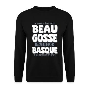 Beau gosse Basque cadeau homme basquais - Sweat-shirt Unisexe - noir - Devant - Alina (178cm) & Michal (187cm)
