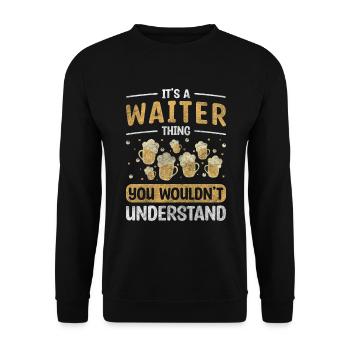 Waiter Gastronomy Profession Service Specialist - Unisex Sweatshirt - black - Front - Alina (178cm) & Michal (187cm)