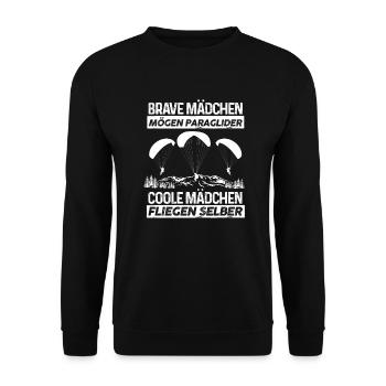 Coole Mädchen fliegen selber Gescehnk - Unisex Pullover - Schwarz - Vorne - Alina (178cm) & Michal (187cm)