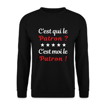 C'est qui le Patron ? C'est moi le Patron - Sweat-shirt Unisexe - noir - Devant - Alina (178cm) & Michal (187cm)