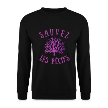 SAUVEZ LES RÉCIFS - CORAIL VIOLET - Sweat-shirt Unisexe - noir - Devant - Alina (178cm) & Michal (187cm)