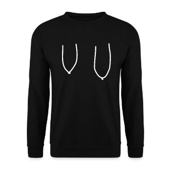 Sexy Hängend Brüste Titten Möpse Melonen Geschenk - Unisex Pullover - Schwarz - Vorne - Alina (178cm) & Michal (187cm)