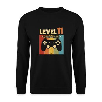LEVEL 11 UNLOCKED GAMING GAMER BIRTHDAY GIFT - Unisex Sweatshirt - black - Front - Alina (178cm) & Michal (187cm)