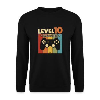 LEVEL 10 UNLOCKED GAMING GAMER BIRTHDAY GIFT - Unisex Sweatshirt - black - Front - Alina (178cm) & Michal (187cm)