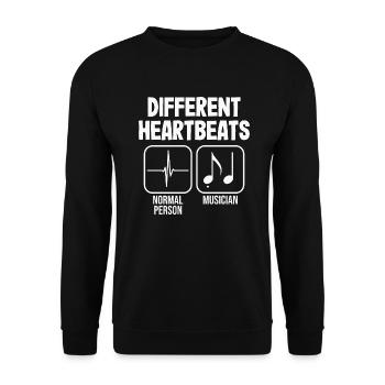 Lustiges Musiker Herzschlag EKG Musiknote - Unisex Pullover - Schwarz - Vorne - Alina (178cm) & Michal (187cm)