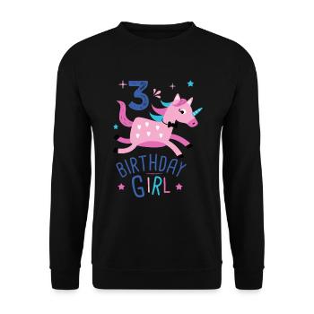 3. Geburtstag Mädchen 3 Jahre Licorn Einhorn - Unisex Pullover - Schwarz - Vorne - Alina (178cm) & Michal (187cm)