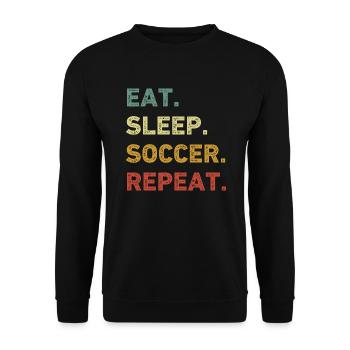 Eat Sleep Soccer Repeat Retro Funny Soccer - Unisex Sweatshirt - black - Front - Alina (178cm) & Michal (187cm)