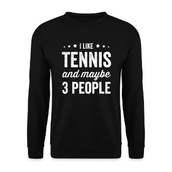 J’aime le tennis et peut-être 3 personnes amateur de tennis - Sweat-shirt Unisexe - noir - Devant - Alina (178cm) & Michal (187cm)