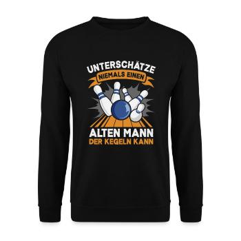 Kegeln Kegler Alter Mann Kegel Kegelclub Kegeltour - Unisex Pullover - Schwarz - Vorne - Alina (178cm) & Michal (187cm)