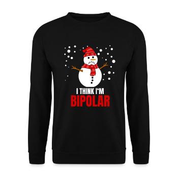 Bonhomme de neige bipolaire drôle disant hiver - Sweat-shirt Unisexe - noir - Devant - Alina (178cm) & Michal (187cm)