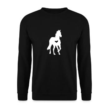 Pferd mit Herz Pferde Pferd Baby Reiterin Reiten - Unisex Pullover - Schwarz - Vorne - Alina (178cm) & Michal (187cm)