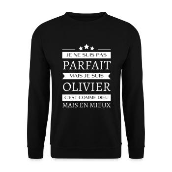 Je ne suis pas parfait mais je suis Olivier cadeau - Sweat-shirt Unisexe - noir - Devant - Alina (178cm) & Michal (187cm)