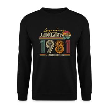Légendaire depuis janvier 1981 Anniversaire Retro - Sweat-shirt Unisexe - noir - Devant - Alina (178cm) & Michal (187cm)