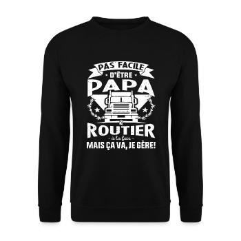 Papa Et Routier Qui Gère Camion Routier Cadeau - Sweat-shirt Unisexe - noir - Devant - Alina (178cm) & Michal (187cm)