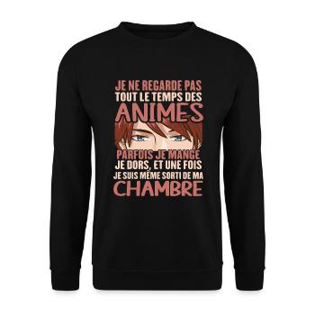 Je Ne Regarde Pas Tout Le Temps Des Animes - Sweat-shirt Unisexe - noir - Devant - Alina (178cm) & Michal (187cm)